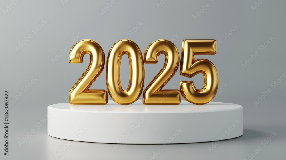 2025 golden numbers display on platform studio setting graphic design modern aesthetics 2025 golden numbers display on platform studio setting graphic design modern aesthetics