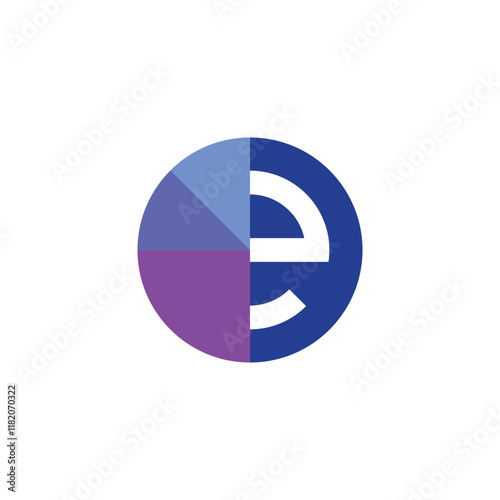 e lowercase  letter logo hidden in pie chart