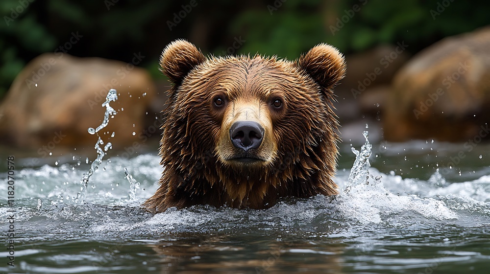 Majestic Brown Bear in Alaskan Waters Majestic Brown Bear in Alaskan Waters