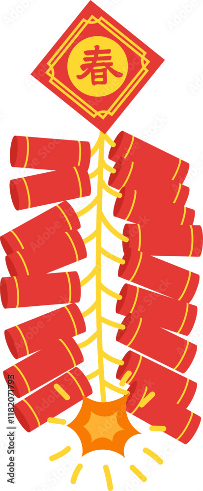 Cute firecrackers illustration for lunar new year. Cute firecrackers illustration for lunar new year.