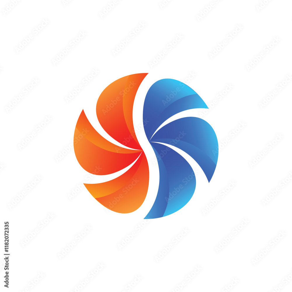 floral fan design logo with initial S in negative space floral fan design logo with initial S in negative space