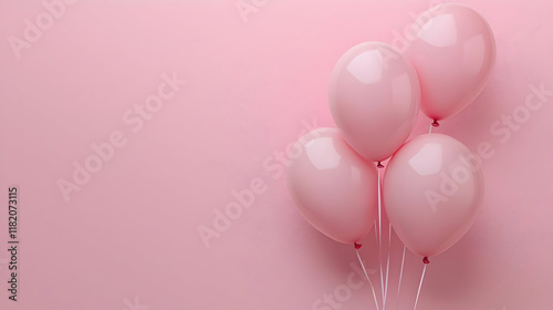 pastel pink balloons in concept of valentine day on 14 February 2025 with pink and red heart gift love rose romance romantic things with background photo