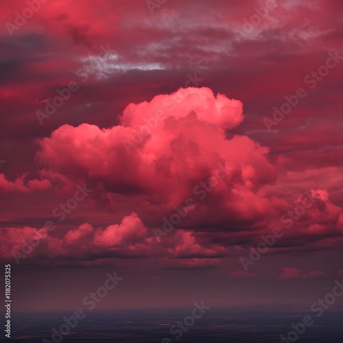 Red sky with clouds photo