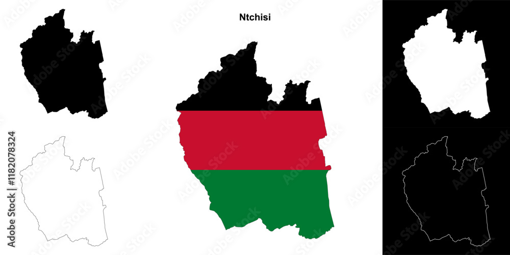 Fototapeta premium Ntchisi district outline map set