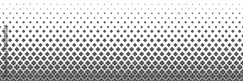 horizontal halftone of beautiful black flower for pattern and background.