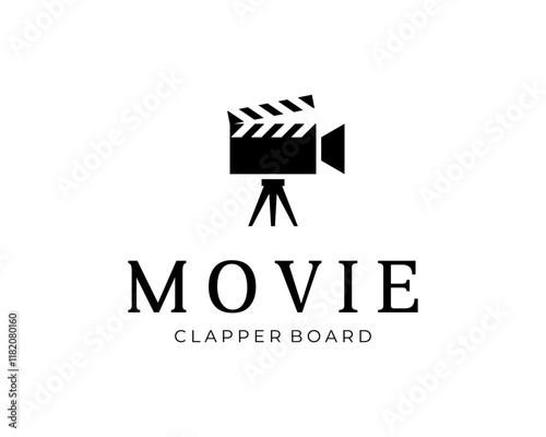 Camera Film Cinema Movie Slate Clapper Board Director Production Vector Logo Design Illustration