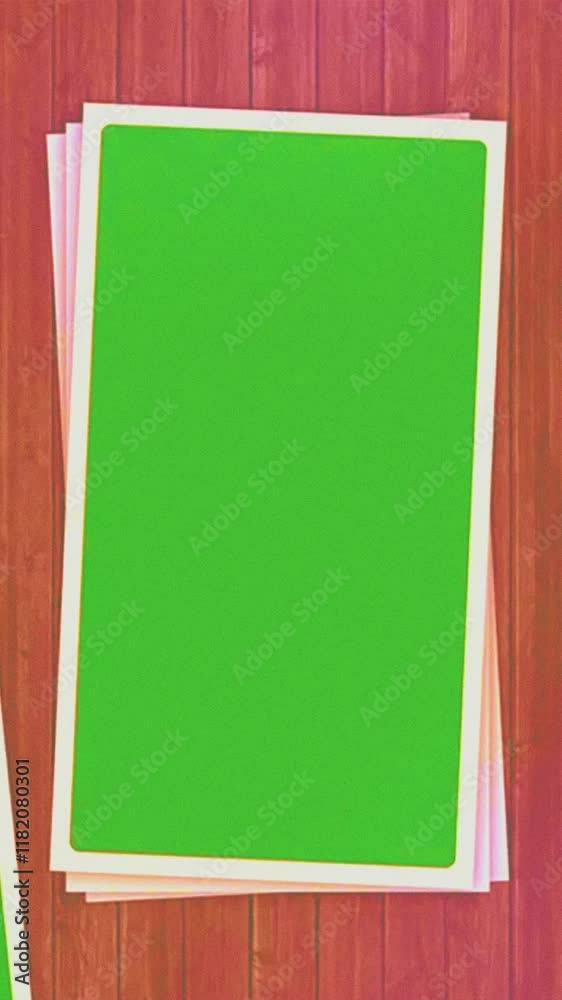 vertical intro design turning pages photo album gallery frames layers set of multiple paper canvas template 3d render motion graphics social media introduction blank empty page animated green screen