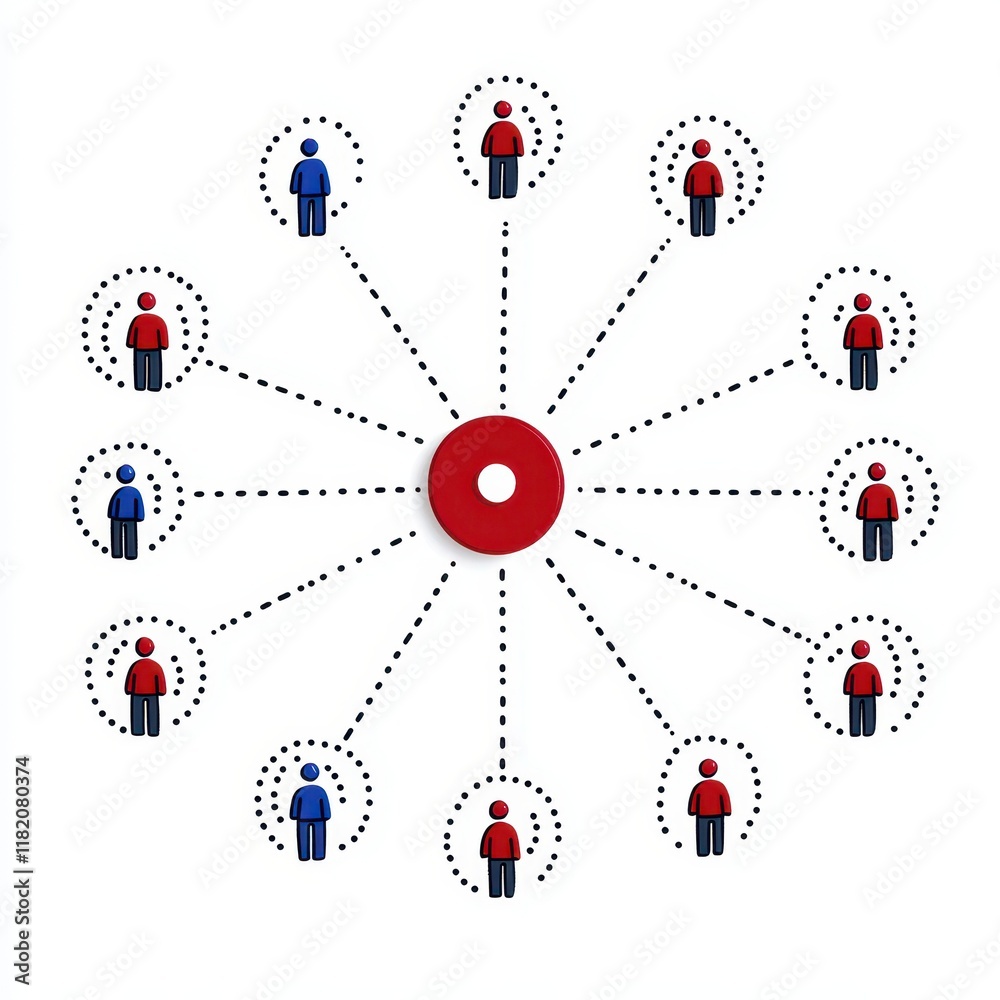 Obraz premium Connection Network Concept with Human Icons and Dots