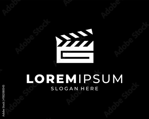 Clapper Board Film Movie Slate Action Cut Scene With Initial Letter G Vector Logo Design Illustration