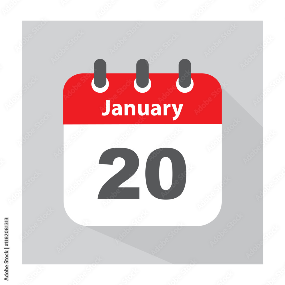 Fototapeta premium 20 January calendar date, icon.