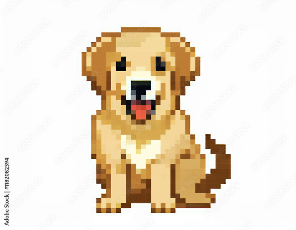 Obraz premium Golden retriever dog pixel art