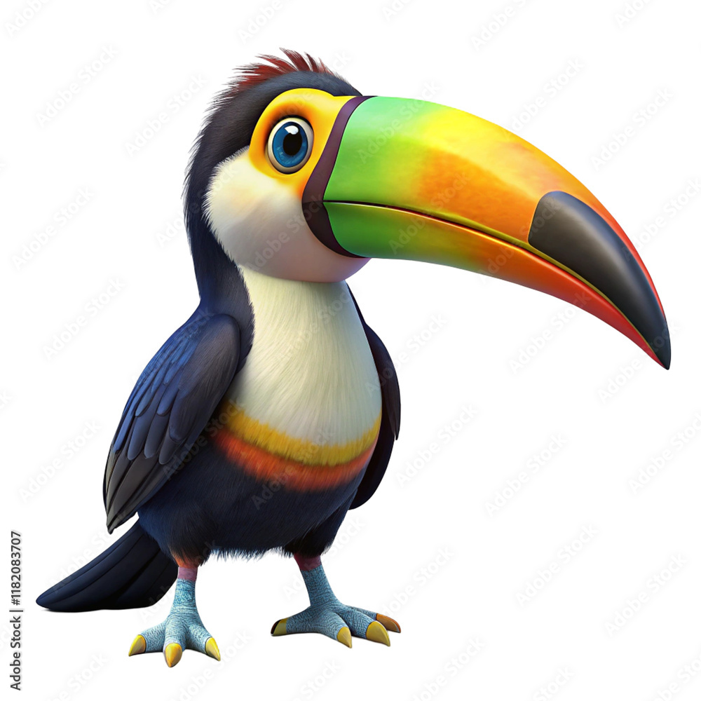 Naklejka premium Adorable Cartoon Toucan Bird Character