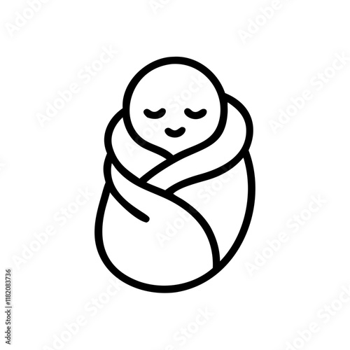 swaddled baby, peaceful expression, minimalist design, infant illustration, nurturing theme