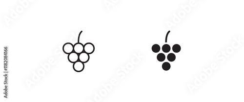 Grape Icon Food Fruits, bunches of grapes icons editable stroke, flat design style isolated on white