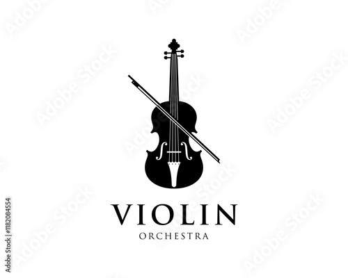 Violin Orchestra Classical Music Instrument Musical Cello Violinist Vector Logo Design Illustration