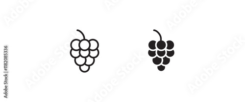 Grape Icon Food Fruits, bunches of grapes icons editable stroke, flat design style isolated on white