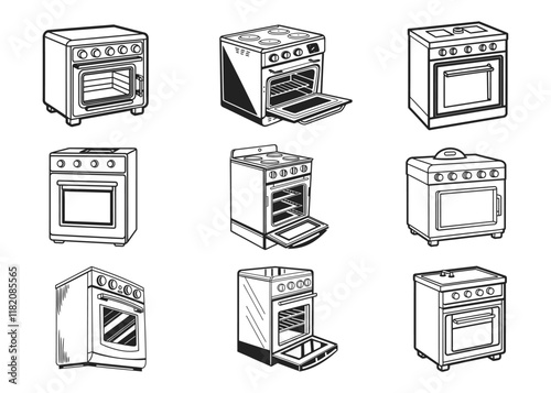 Oven silhouette vector illustration isolated on white background.