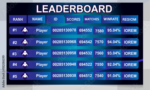 creative blue Game leader board vector design unique and professional
