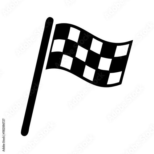 Black Finish Line Flag Icon for Racing and Sports Competitions