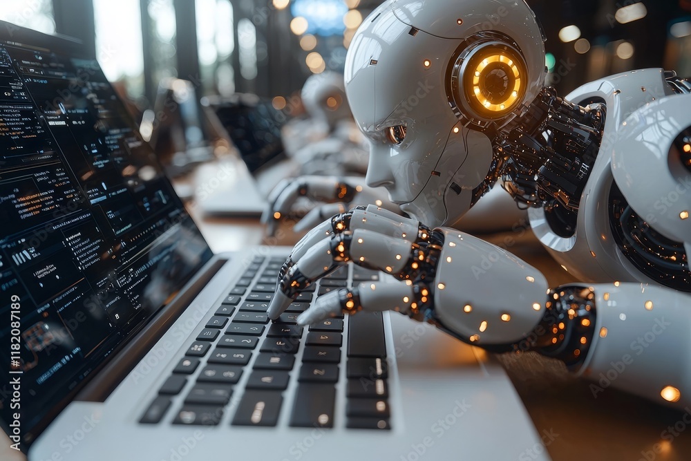 Fototapeta premium A chatbot facilitates the interaction between a person and stock information