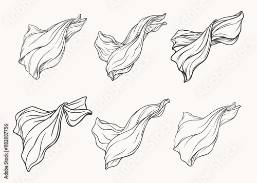 Silk flying line art style vector illustration isolated on a white background.