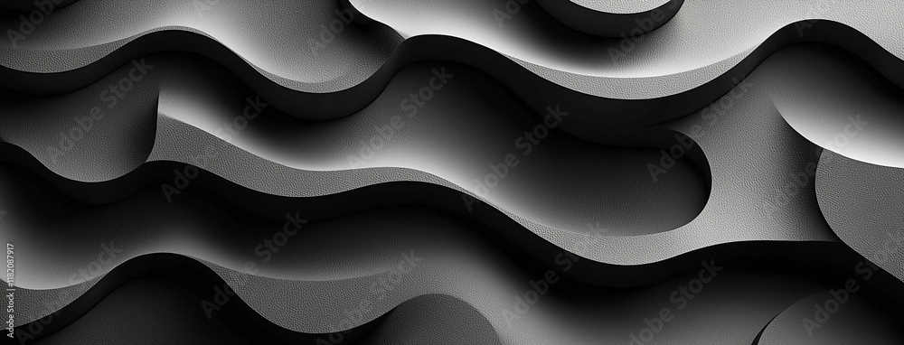 Modern web design banner and poster featuring an abstract illustration of black waves on a wavy dark background Modern web design banner and poster featuring an abstract illustration of black waves on a wavy dark background