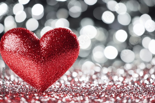 A detailed image of a sparkling red heart, isolated on a black background