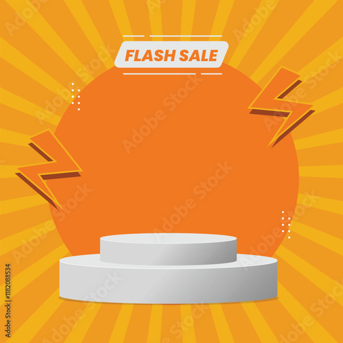 Podium Banner Sale For Media Social And Web Simple Vector