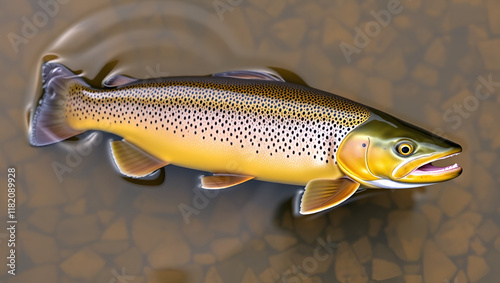 brown trout Salmo trutta European species of salmonid fish widely introduced into suitable environments globally includes purely freshwater populations referred to as riverine ecotype photo