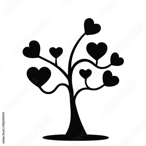 valentine day heart tree vector silhouette