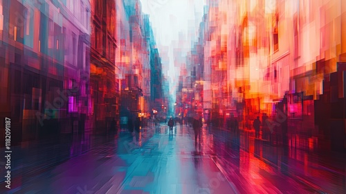 Abstract digital landscape featuring a futuristic corridor 