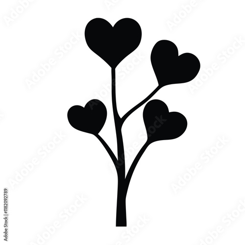 valentine day heart tree vector silhouette