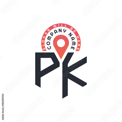 PK Location Logo Design for Human Resources, Recruitment, and Navigation - Letter PK Logo with Location Icon for Business and Technology