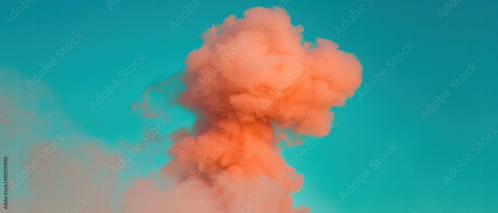 Naklejka premium Dramatic smoke swirling against a bright blue background for artistic portrait photography