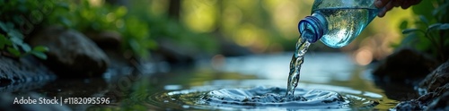 Gentle stream of artesian well water filling a bottle, water, gentle, flow
