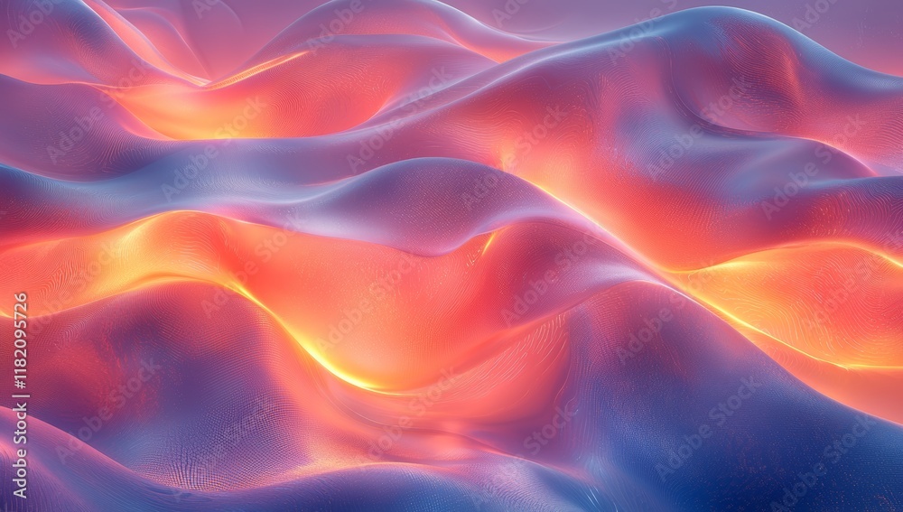 Obraz premium Abstract background with gradient holographic chrome waves