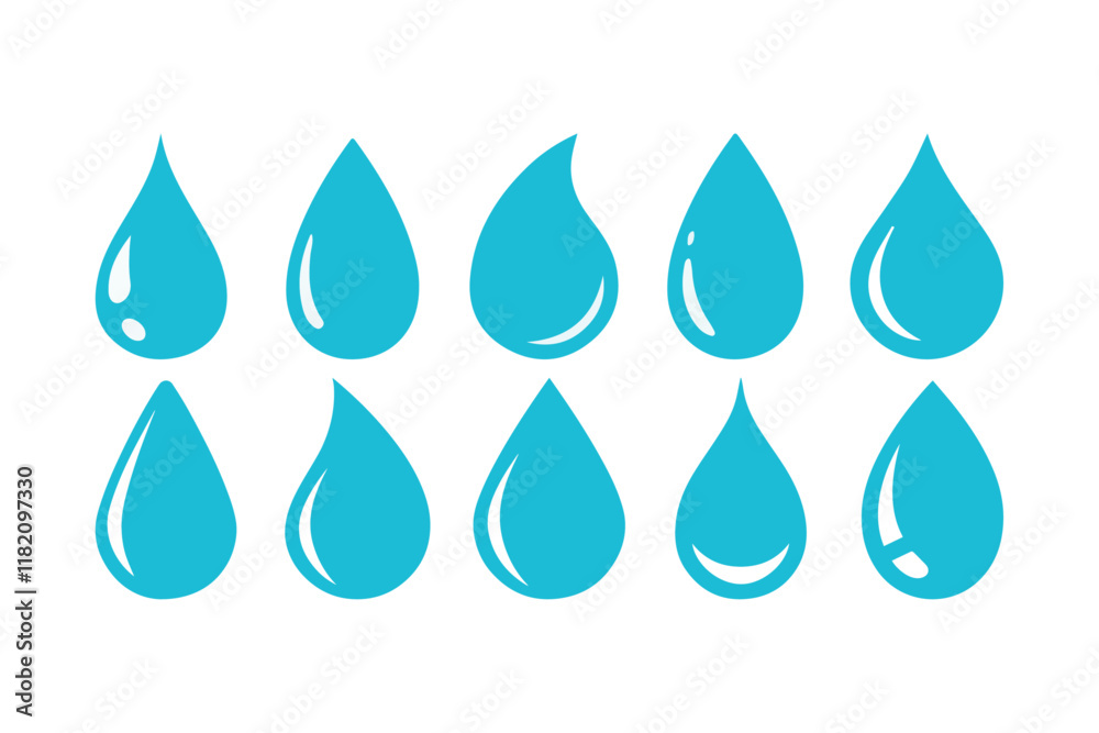 water drop set, Vector blue water drop icon set. Flat droplet logo shapes collection water drop set, Vector blue water drop icon set. Flat droplet logo shapes collection