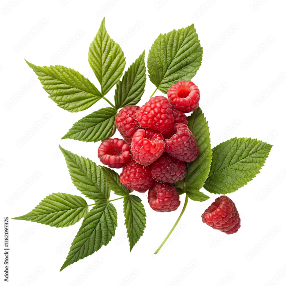 raspberries with leaves raspberries with leaves