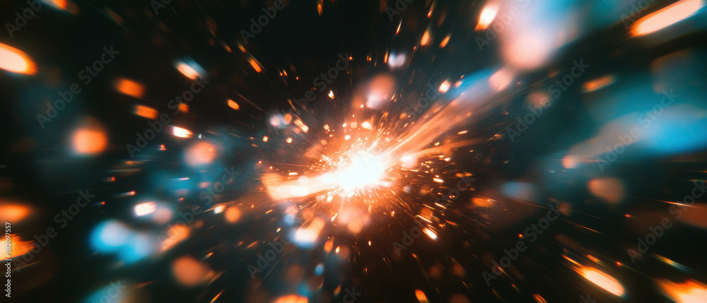 Fototapeta premium Dynamic spark vortex creating a mesmerizing glow against a black background