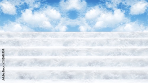 Heavenly Ascent White Marble Steps to Blue Sky
