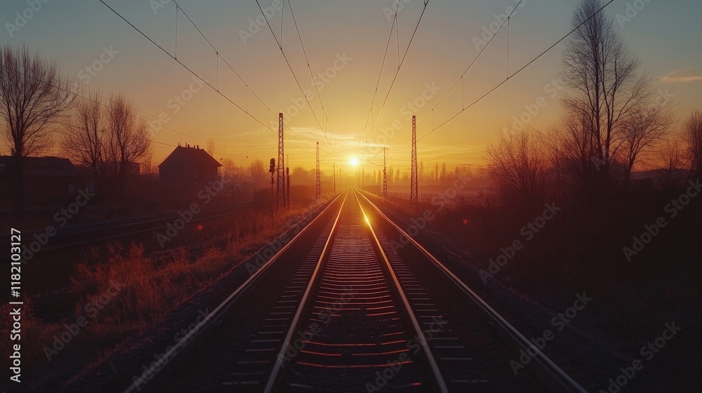 A high-angle view of an airport track stretching towards a sunrise, symbolizing journey and hope. A high-angle view of an airport track stretching towards a sunrise, symbolizing journey and hope.
