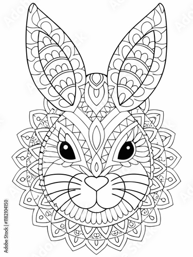 Intricate Mandala Rabbit Coloring Page Adult Design Art