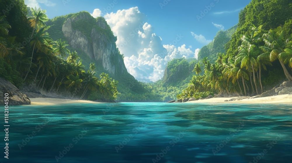 Fototapeta premium Idyllic Tropical Cove Paradise Beach Scene