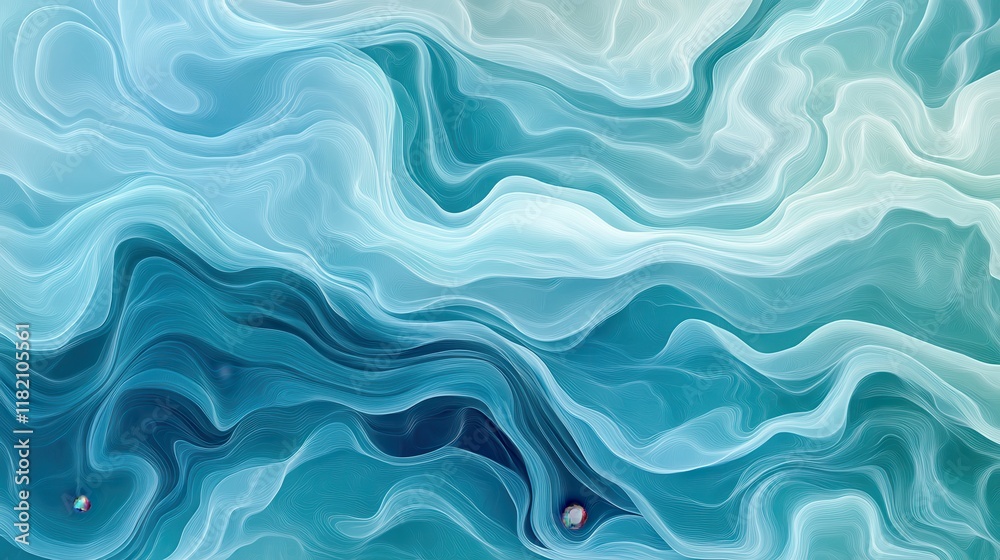 Abstract ocean ripple patterns digital art soft gradient blues and greens high detail tranquil visuals