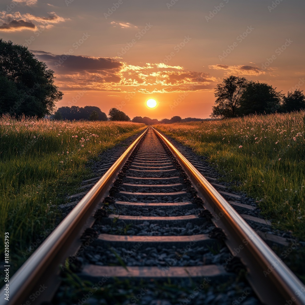 A high-angle view of an airport track stretching towards a sunrise, symbolizing journey and hope. A high-angle view of an airport track stretching towards a sunrise, symbolizing journey and hope.