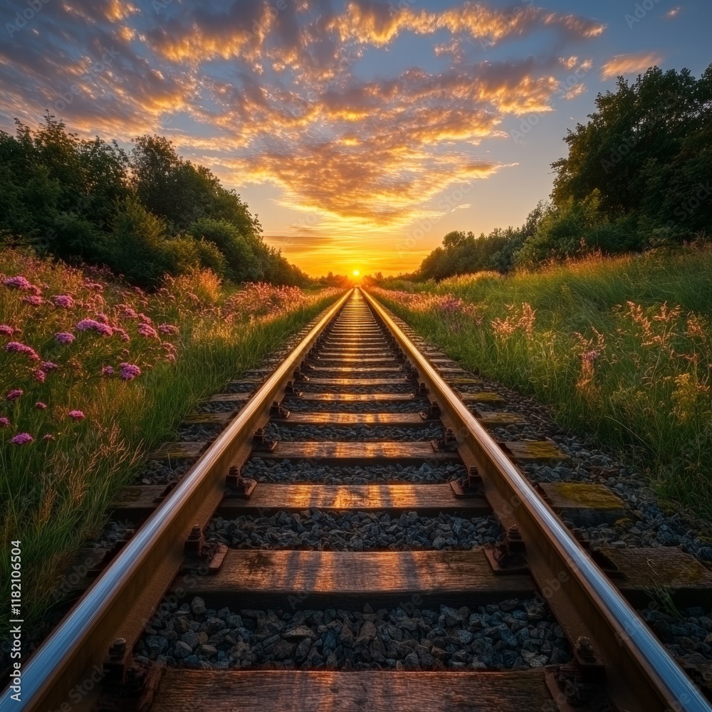 A high-angle view of an airport track stretching towards a sunrise, symbolizing journey and hope. A high-angle view of an airport track stretching towards a sunrise, symbolizing journey and hope.