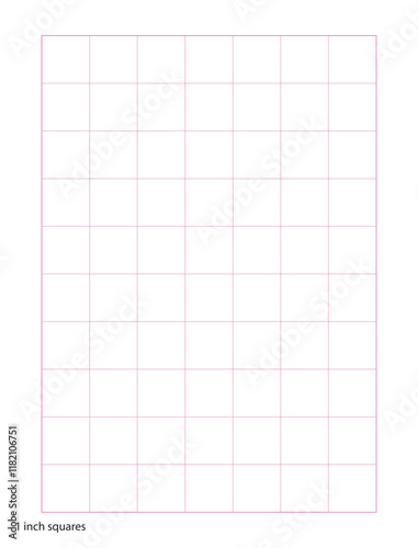 Graph Paper 1 inch squares printable template A4 notebook format. Graph pink grid for college, journals, diary or math engineering grid line printable.