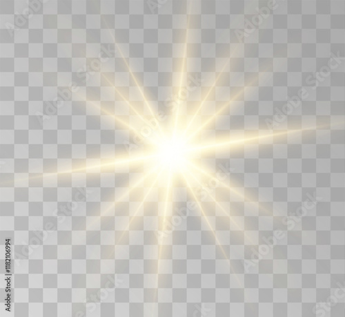 Transparent yellow sunlight special lens flash light effect. Front solar flare lenses