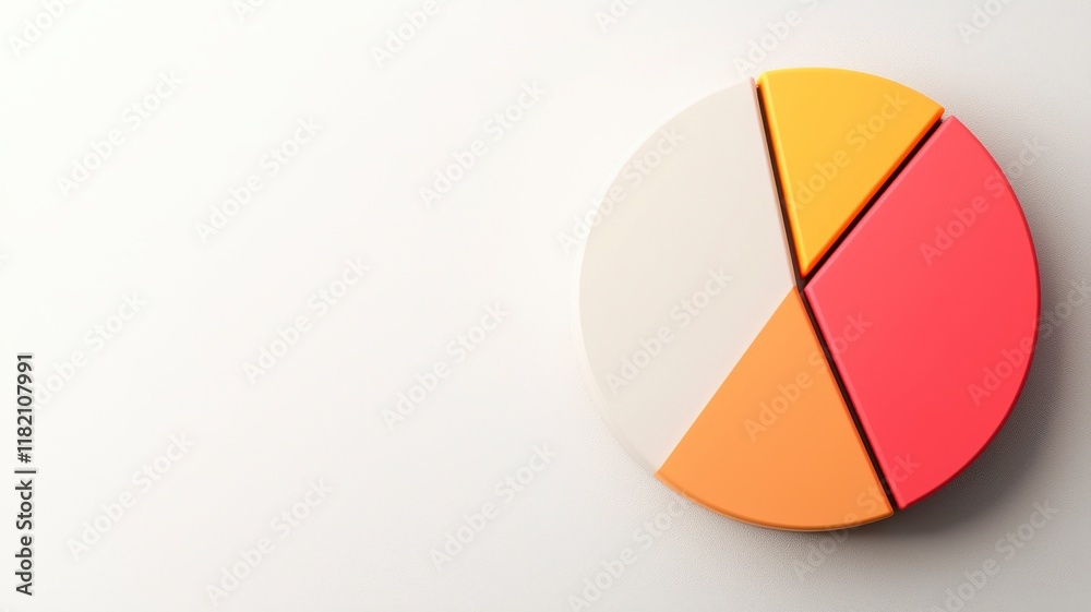 Fototapeta premium Dynamic 3D Abstract Pie Chart with Colorful Segments Ideal for Data Visualization and Infographic Presentations in Modern Design