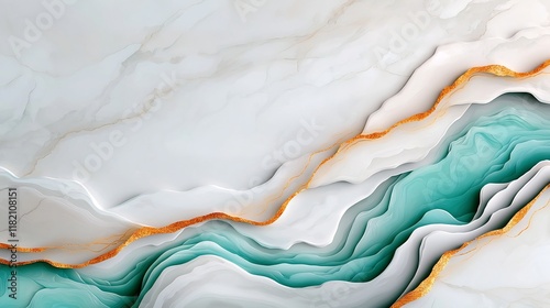 Wallpaper Mural Elegant and Captivating Marble Texture with Swirling Patterns of White Gray and Turquoise Accentuated by Shimmering Golden and Style Torontodigital.ca